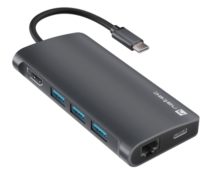 Akcesoria NATEC FOWLER 2 V2 USB-C 8W1 HUB ->USB 3.0 3X, HDMI 4K, USB-C, RJ45 NMP-2162